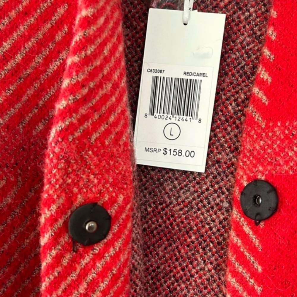 Cyrus $158 Red Plaid One Snap Cardigan Sweater - Picture 8 of 8